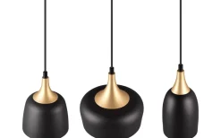 Chiraz Takpendel 3-delad E27 mattsvart/mattmässing