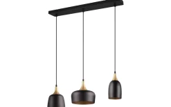 Chiraz Takpendel 3-delad E27 mattsvart/mattmässing