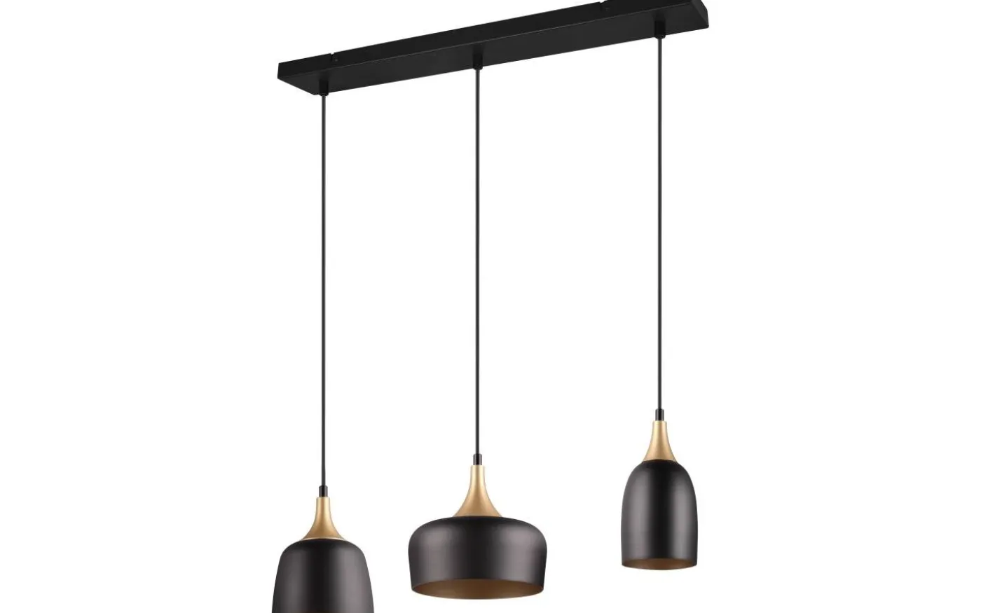 Chiraz Takpendel 3-delad E27 mattsvart/mattmässing