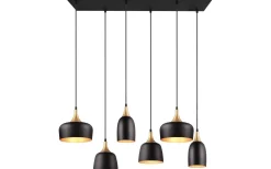 Chiraz Takpendel 6-delad E27 mattsvart/mattmässing