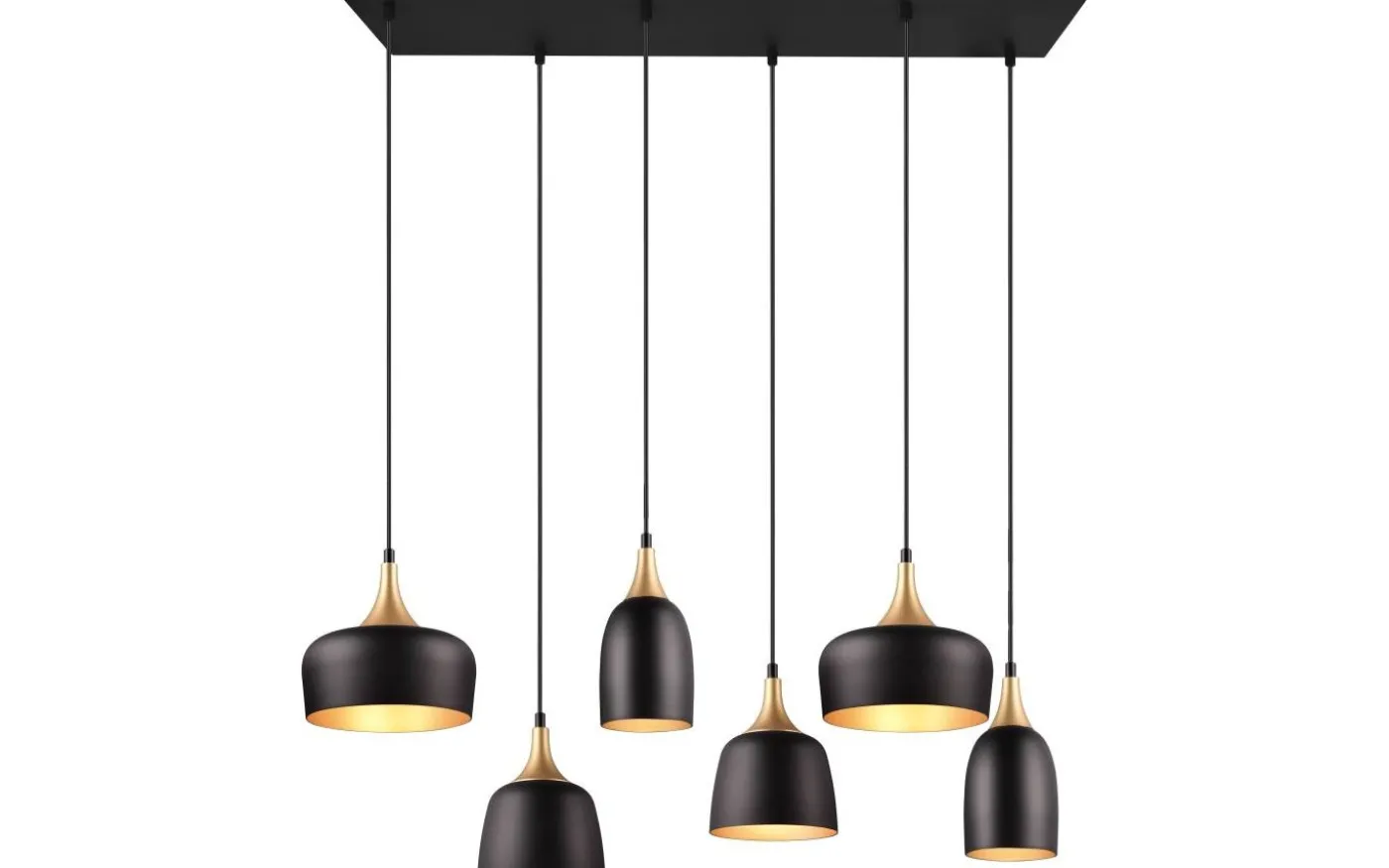 Chiraz Takpendel 6-delad E27 mattsvart/mattmässing