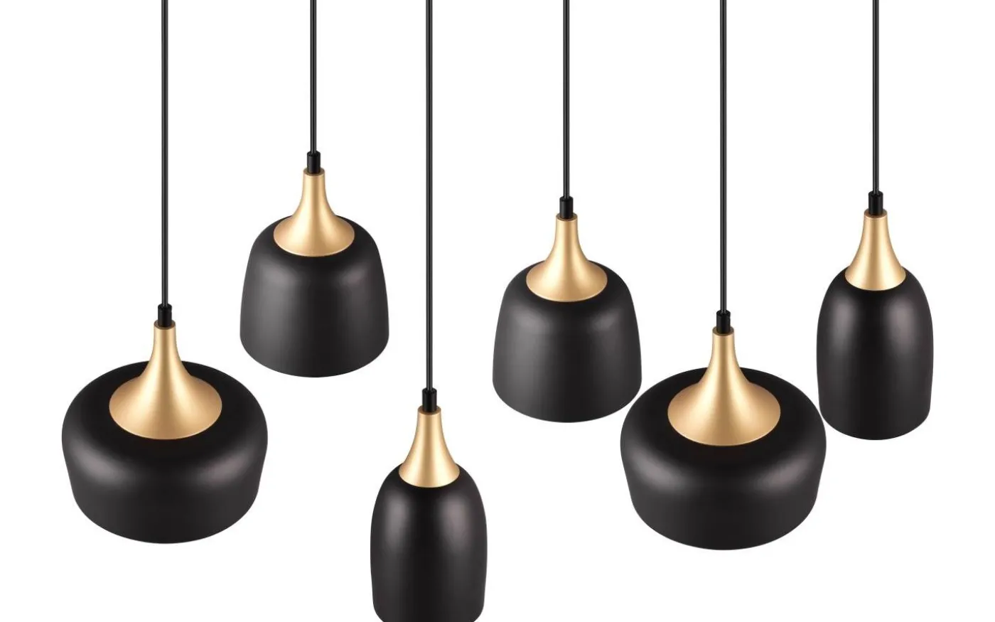 Chiraz Takpendel 6-delad E27 mattsvart/mattmässing