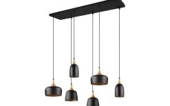 Chiraz Takpendel 6-delad E27 mattsvart/mattmässing