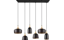 Chiraz Takpendel 6-delad E27 mattsvart/mattmässing