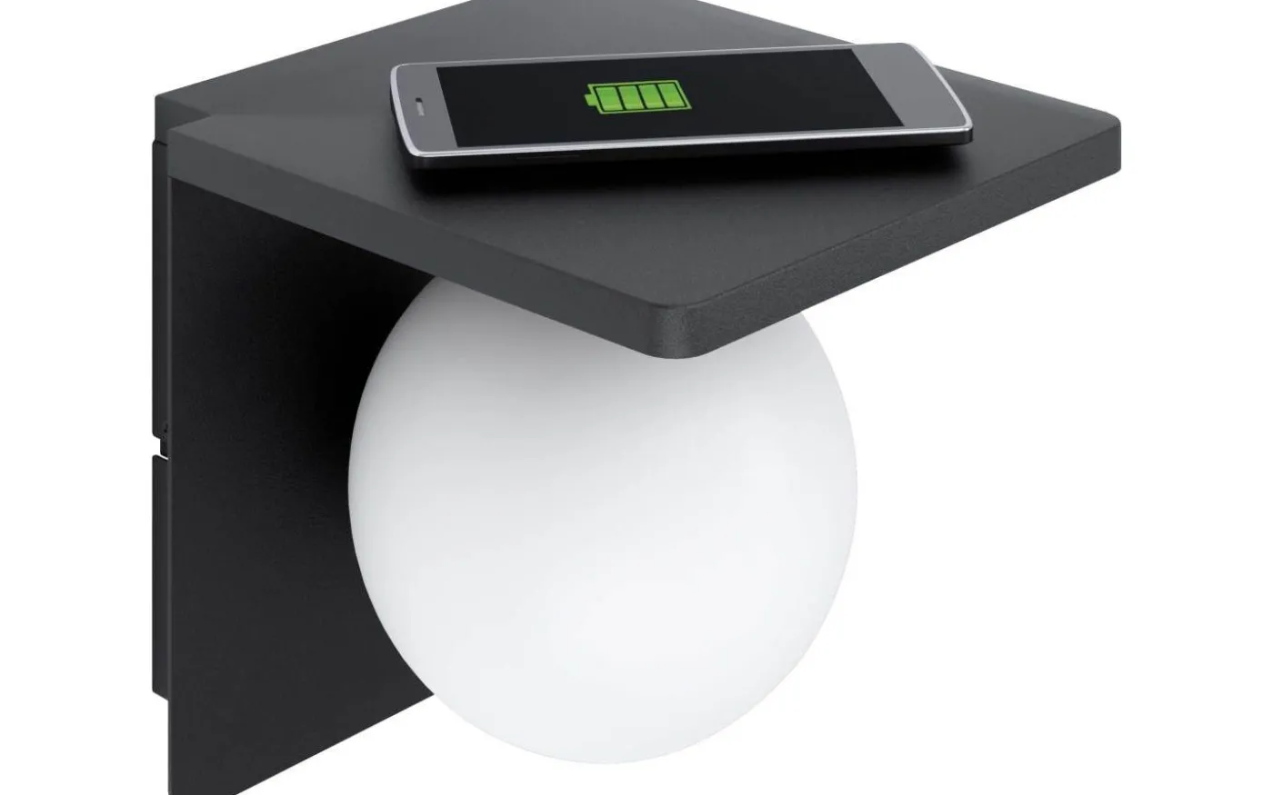 Cigle Vägglampa Opal + Qi-Laddning Svart