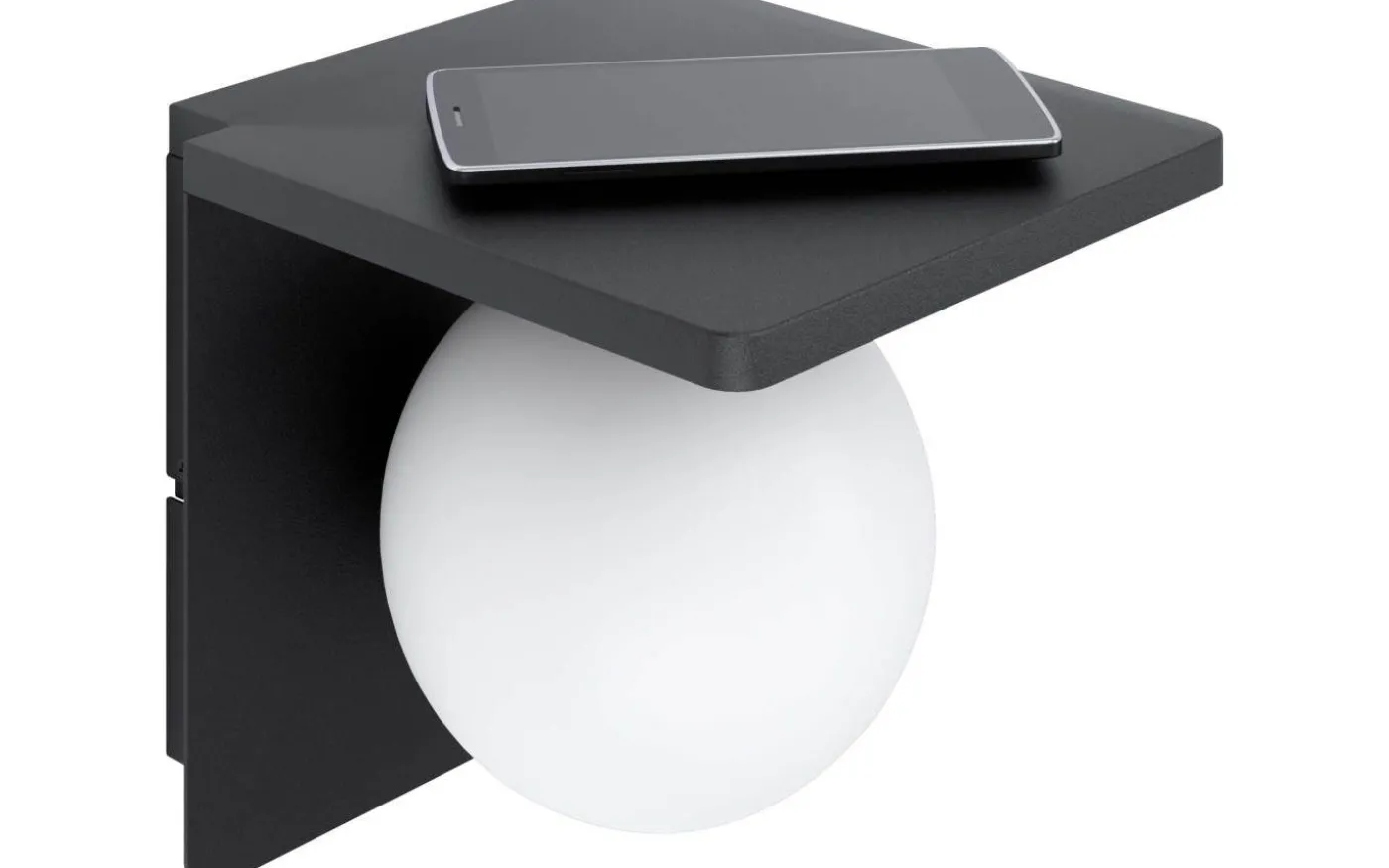 Cigle Vägglampa Opal + Qi-Laddning Svart