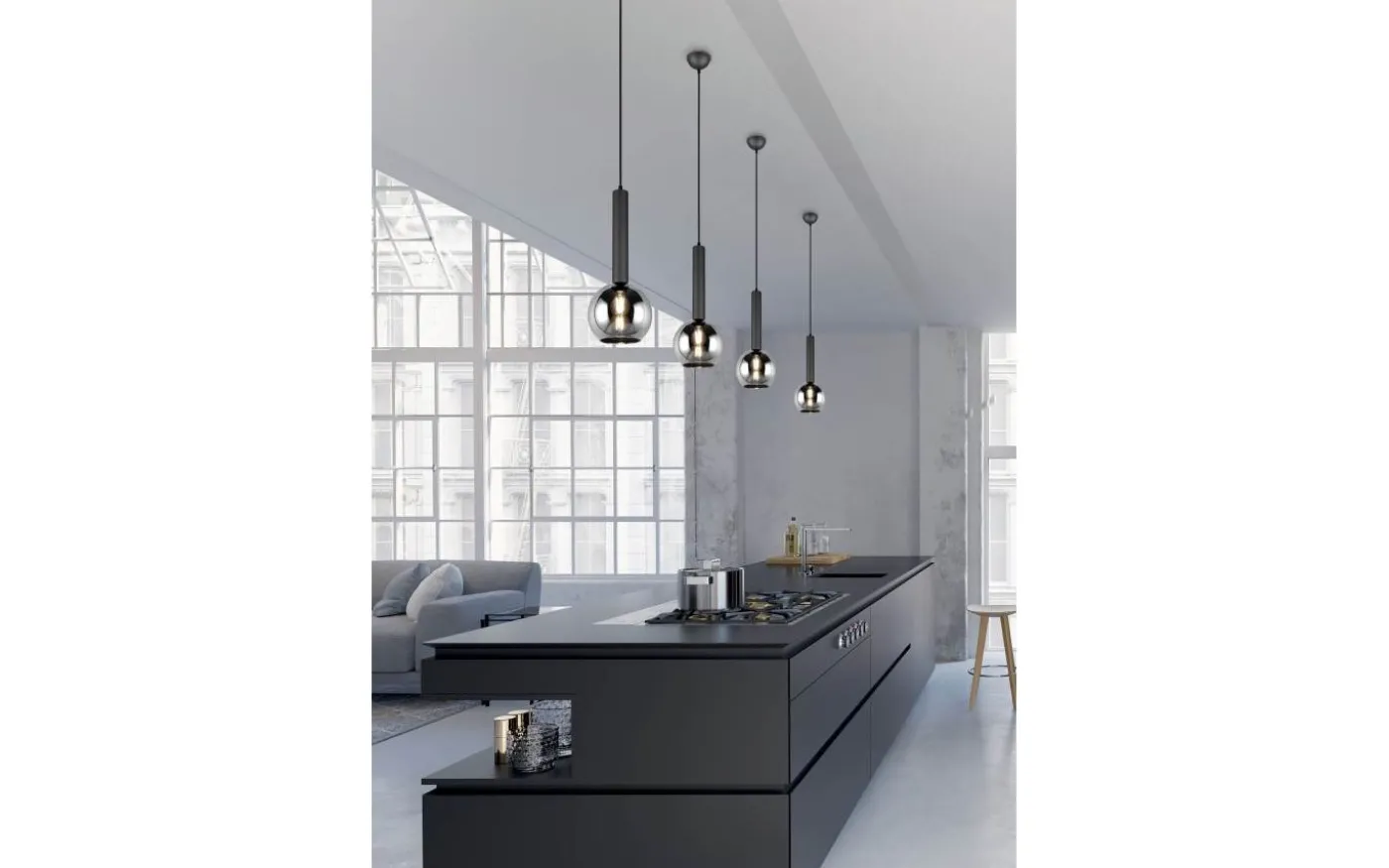 Clayton Takpendel 5-delad E27 mattsvart