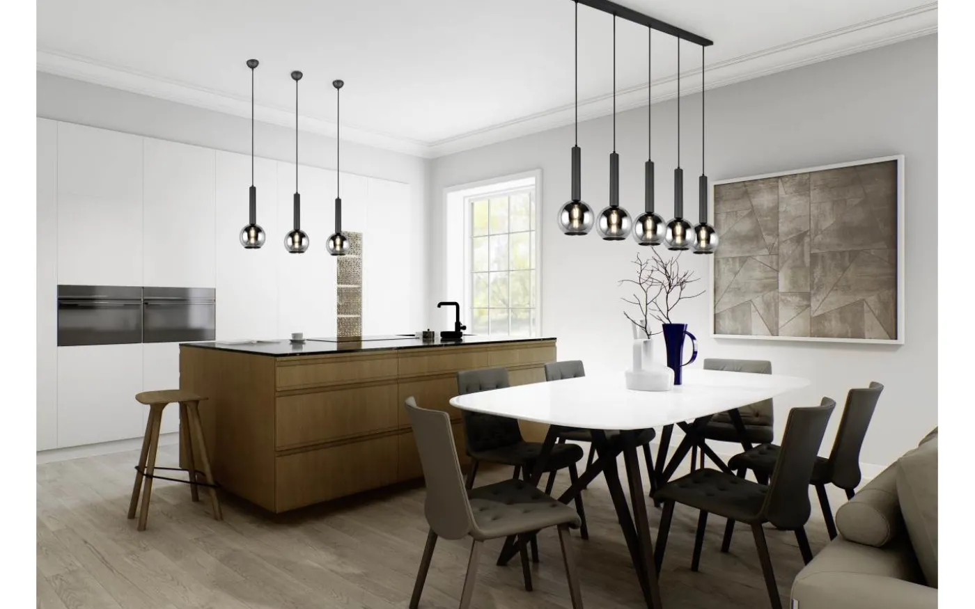 Clayton Takpendel 5-delad E27 mattsvart