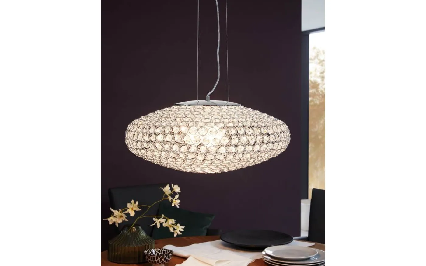 Clemente Taklampa Kristall 54cm Krom