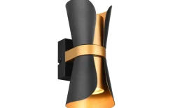 Coat Vägglampa 2xGU10 matt svart/guld