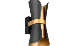 Coat Vägglampa 2xGU10 matt svart/guld