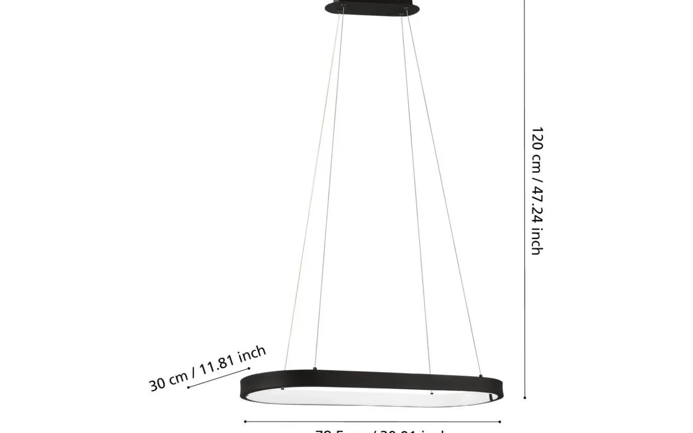 Codirales Taklampa 78cm LED 3000K 30W Svart