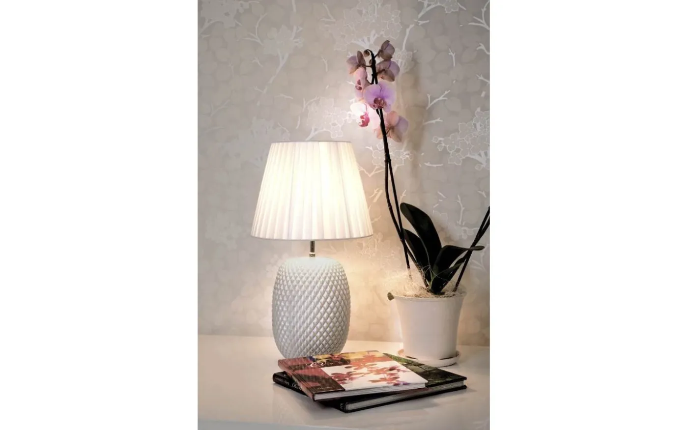 Cornelia Bordslampa 42cm Silver/Vit