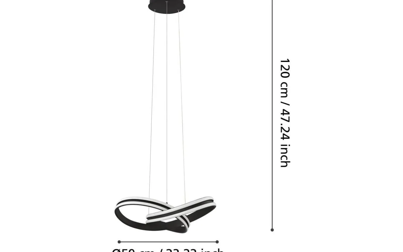 Corredera Taklampa 50cm LED 3000K 2x18W Svart