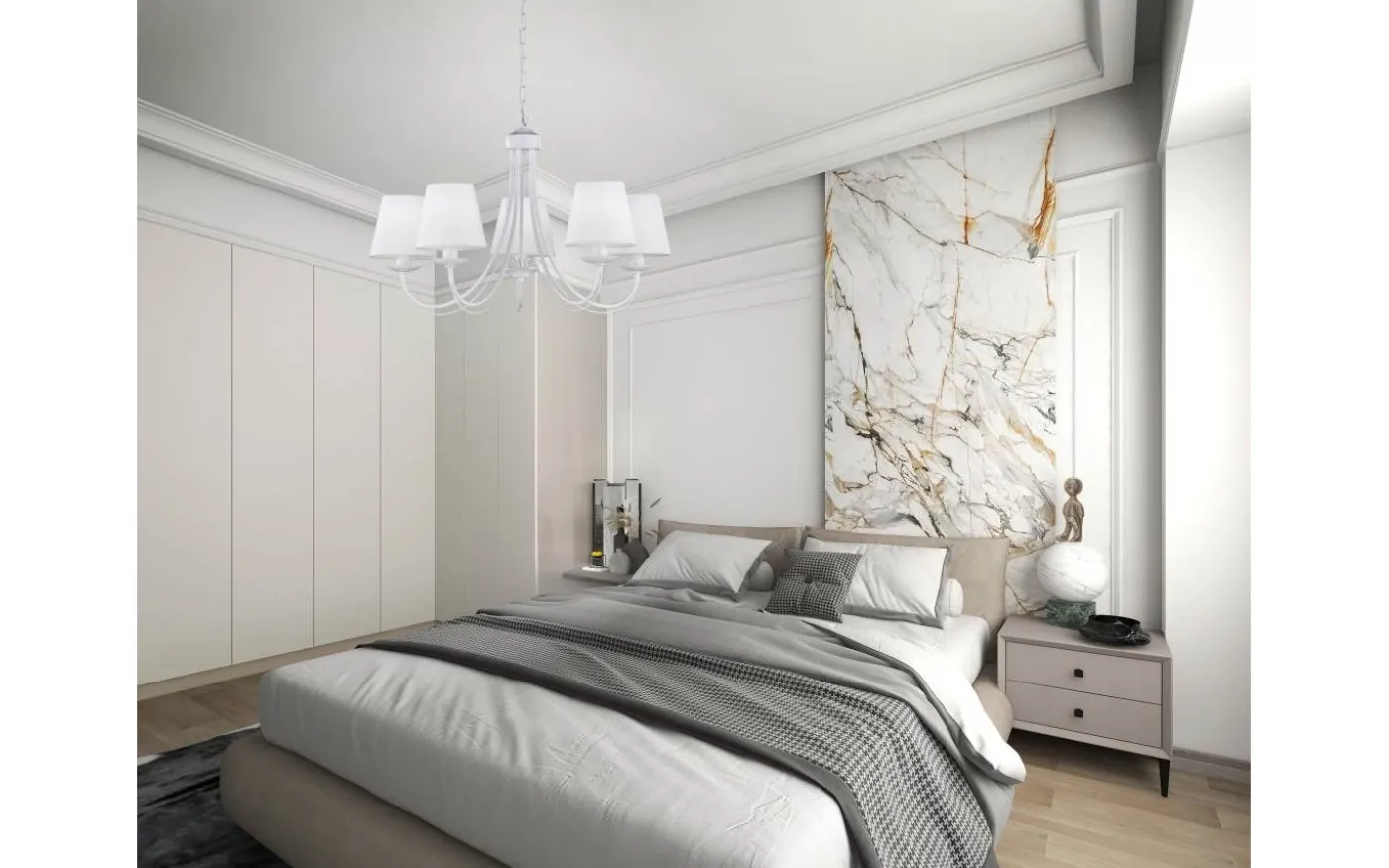 Cortez Takkrona 70cm 5-delad E14 matt vit