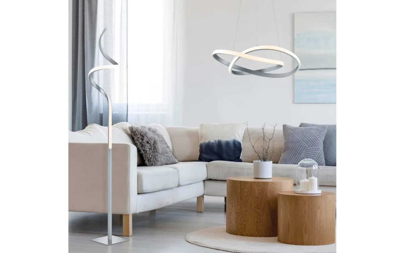 Course Golvlampa LED i borstat stål