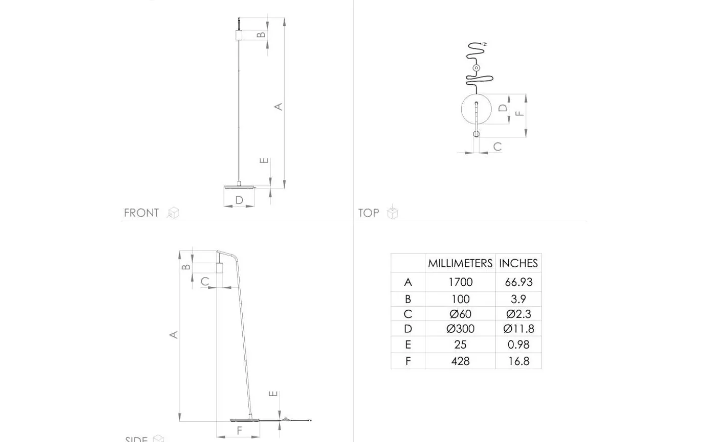 Cranley Golvlampa 170cm Svart