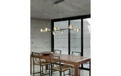 Cross Taklampa 7xE27 matt svart/guld