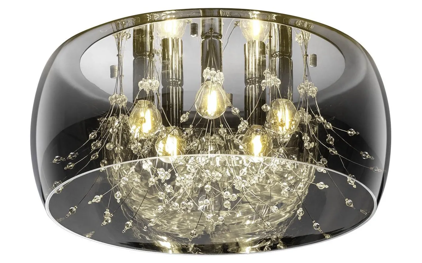 Crystal Plafond 50cm 5xE14 krom/rökfärgat glas