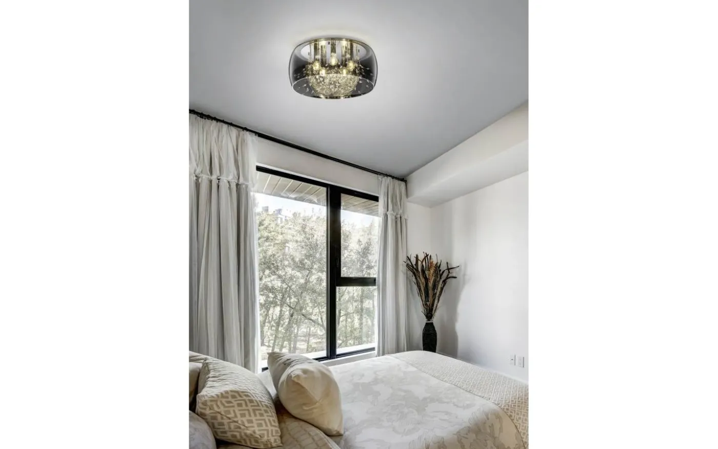 Crystal Plafond 50cm 5xE14 krom/rökfärgat glas