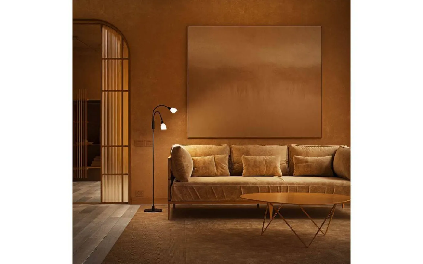 Cut Dubbel Golvlampa 140cm Svart/Opalgas