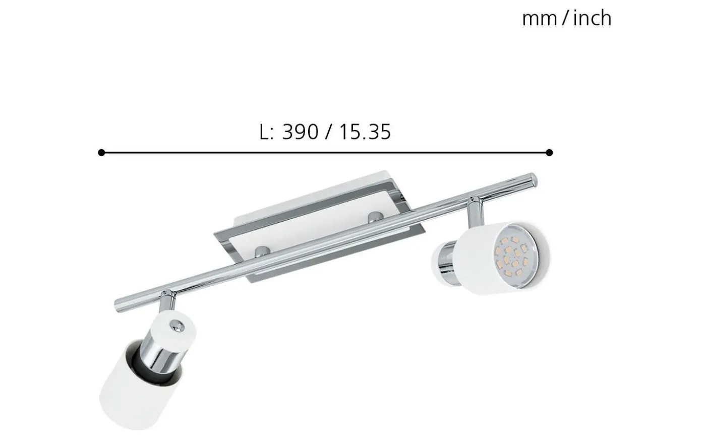 Davida Takspotlight 39cm GU10 LED 3000K 2x5W Vit