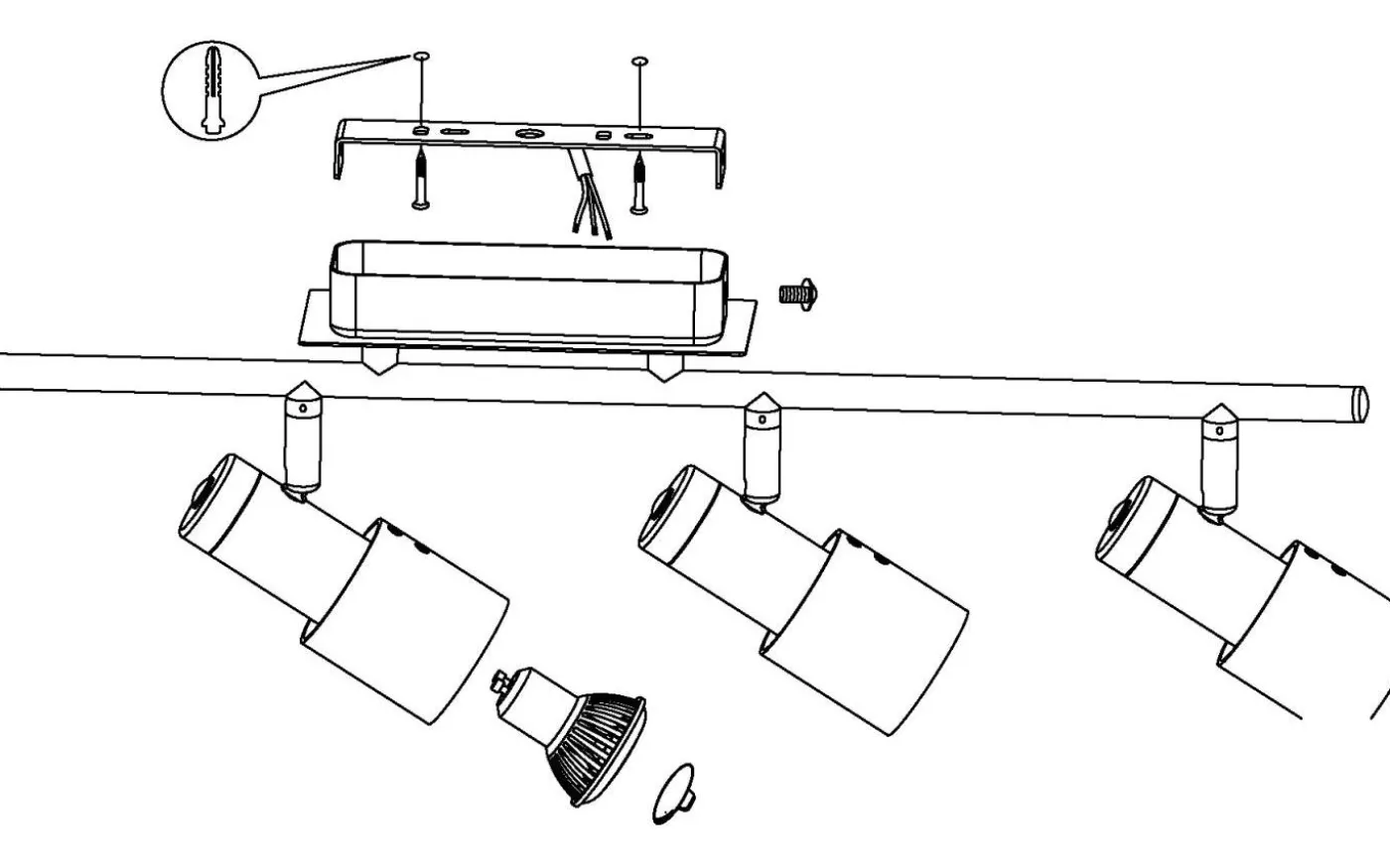 Davida Takspotlight 78cm GU10 LED 3000K 4x5W Vit