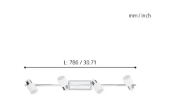 Davida Takspotlight 78cm GU10 LED 3000K 4x5W Vit
