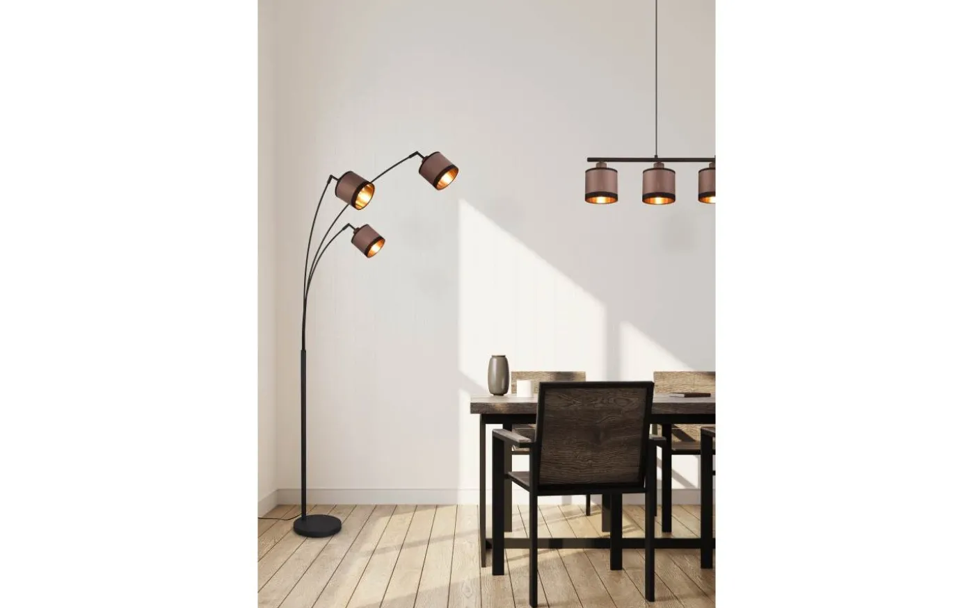 Davos Golvlampa 3-delad E14 matt svart/grå