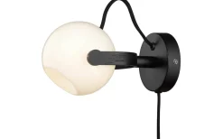 DC Vägglampa Opal/Svart Ek