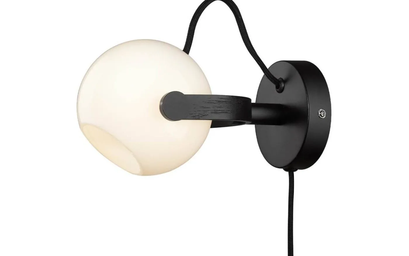 DC Vägglampa Opal/Svart Ek