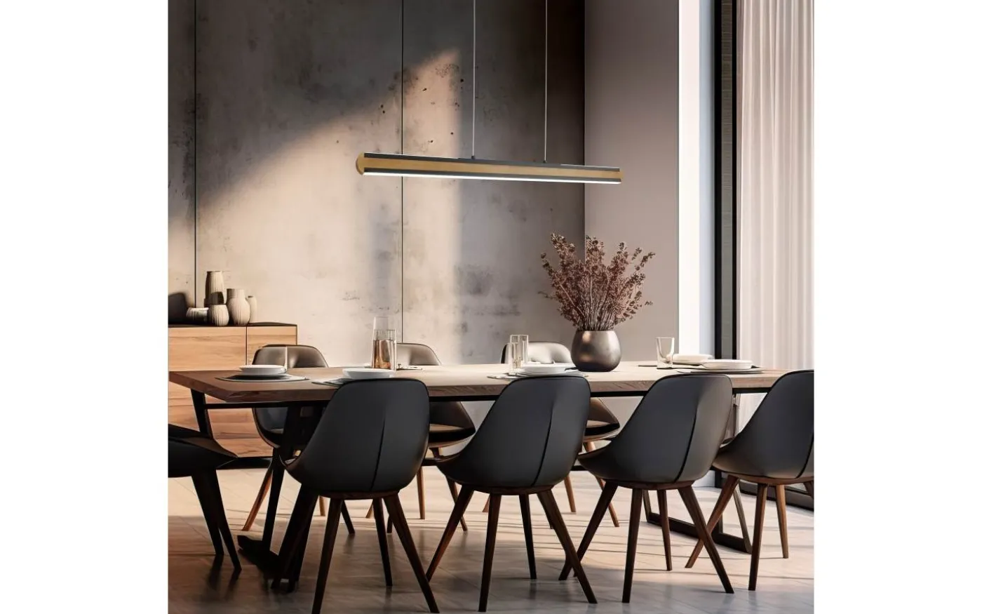 Deacon Takpendel LED matt svart/trä