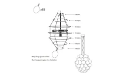 Deluxe Taklampa 64cm Grå