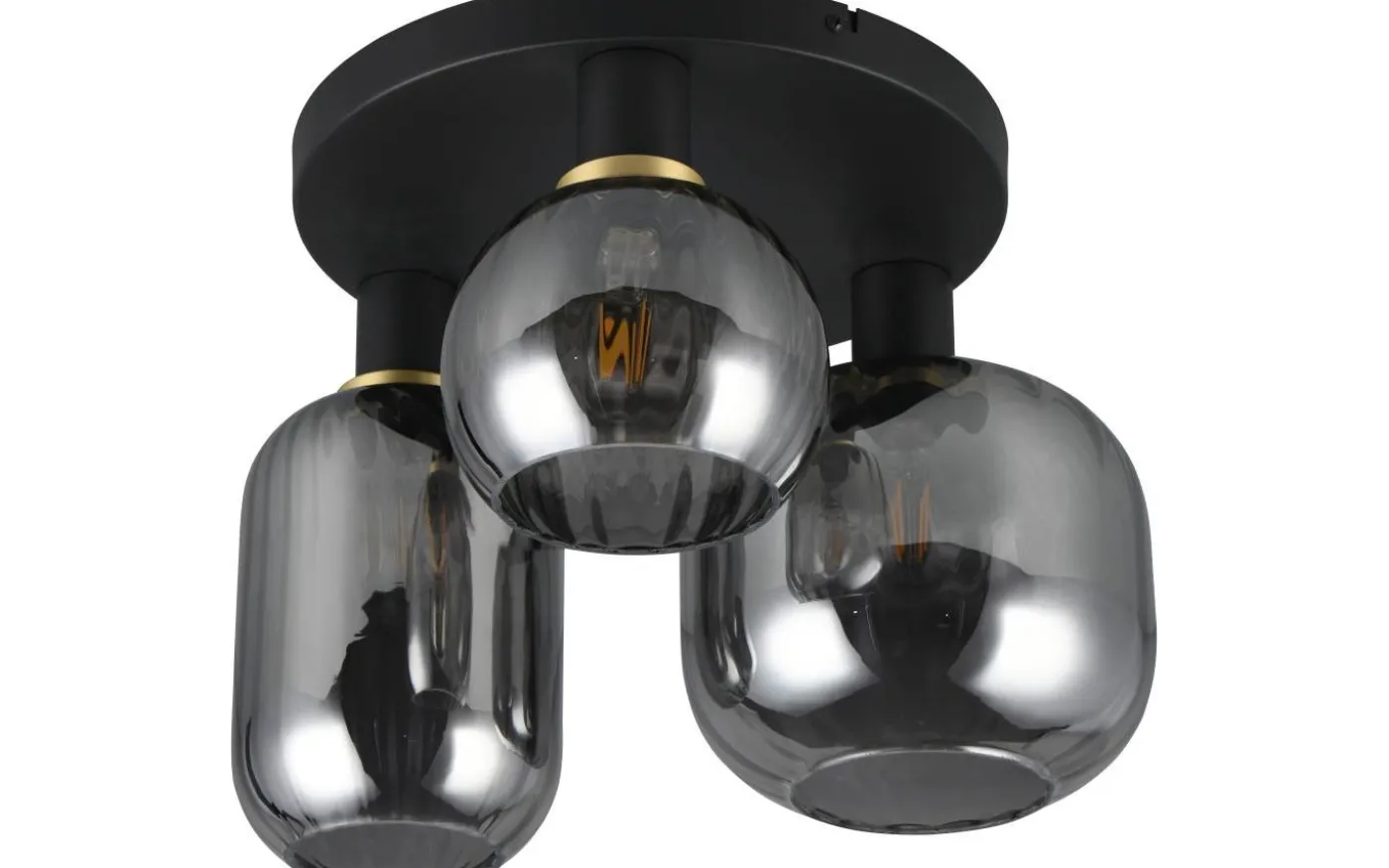 Diva Plafond 3-delad E27 mattsvart/förkromad