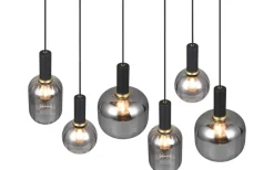 Diva Takpendel 6-delad E27 mattsvart/förkromad