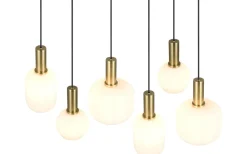 Diva Takpendel 6-delad E27 matt mässing/vit