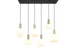 Diva Takpendel 6-delad E27 matt mässing/vit