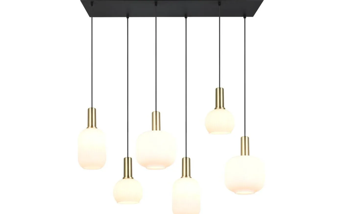 Diva Takpendel 6-delad E27 matt mässing/vit