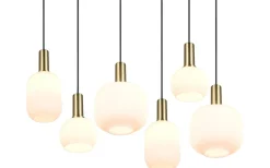 Diva Takpendel 6-delad E27 matt mässing/vit