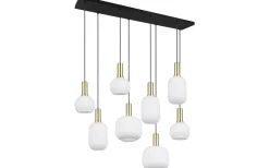 Diva Takpendel 8-delad E27 matt mässing/vit