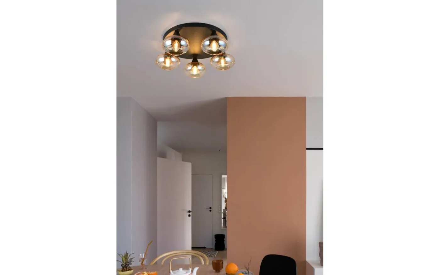 Divina Plafond 3-delad E14 matt svart/bärnsten