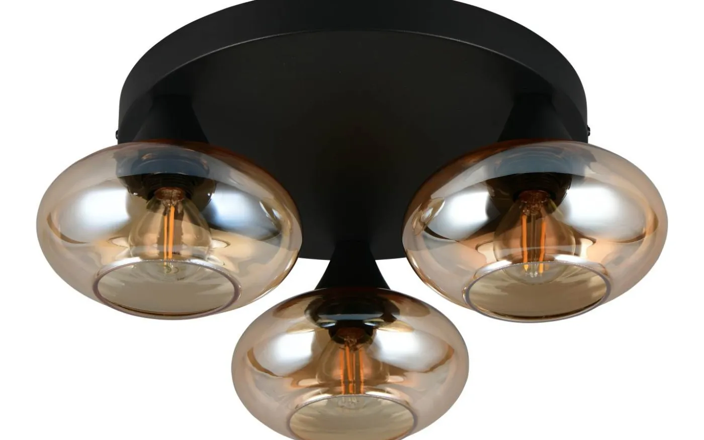 Divina Plafond 3-delad E14 matt svart/bärnsten