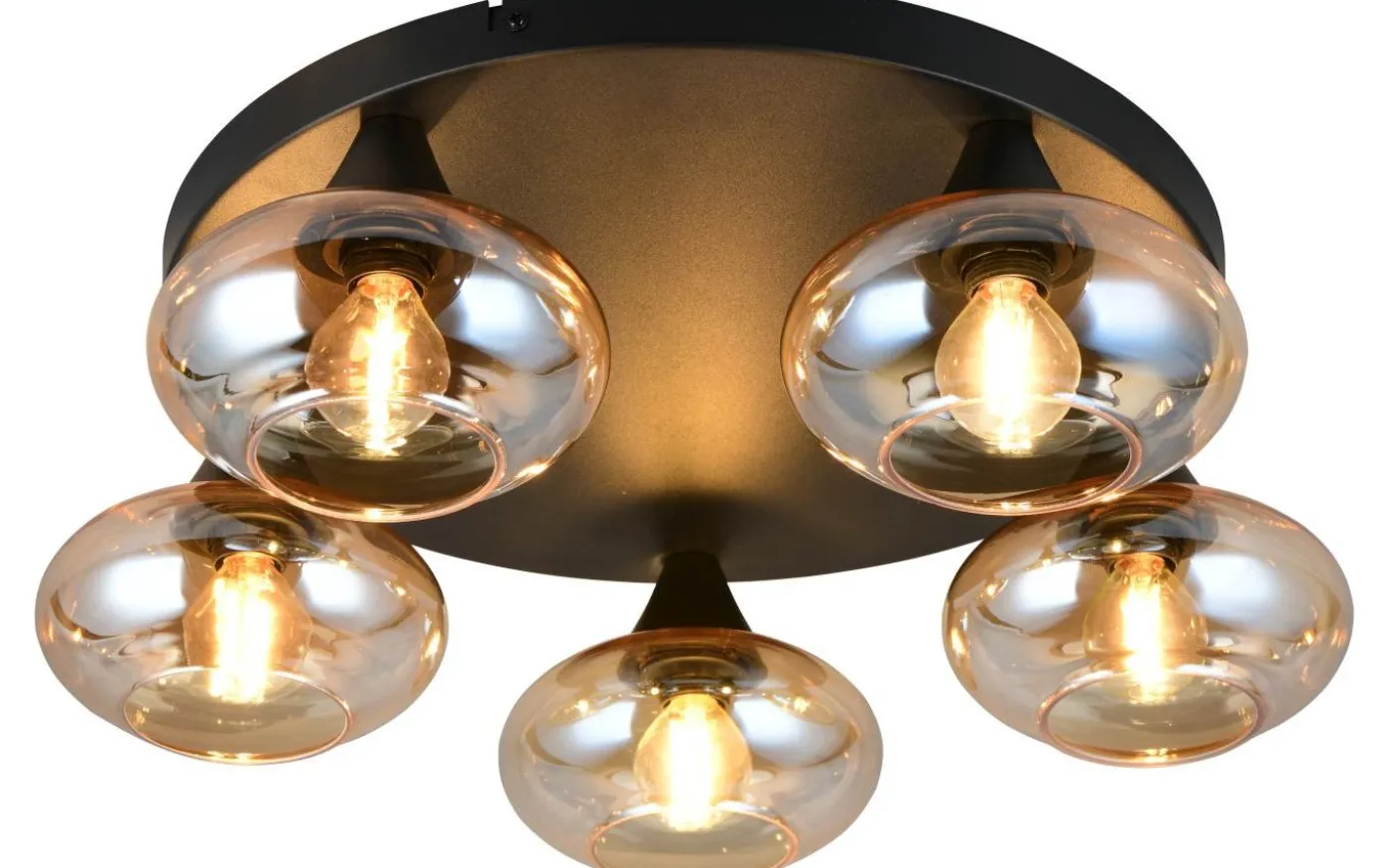 Divina Plafond 5-delad E14 matt svart/bärnsten