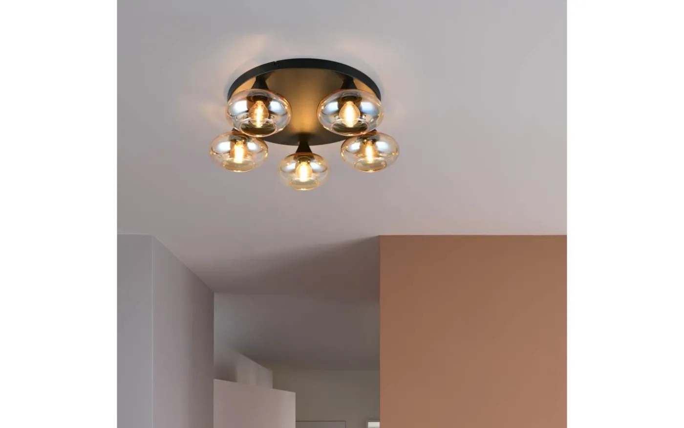 Divina Plafond 5-delad E14 matt svart/bärnsten