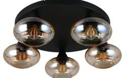 Divina Plafond 5-delad E14 matt svart/bärnsten