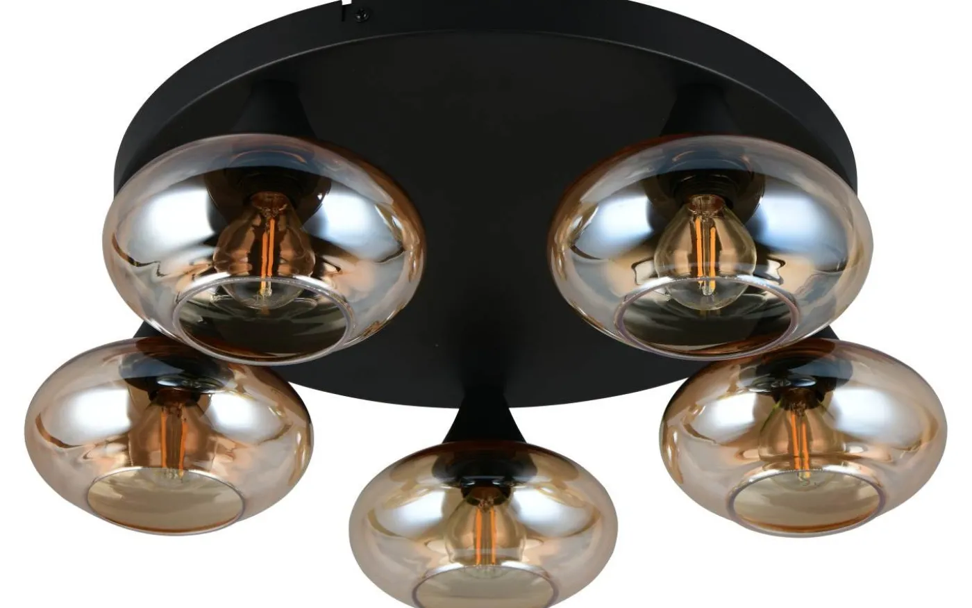 Divina Plafond 5-delad E14 matt svart/bärnsten