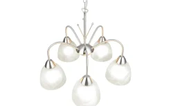 Dobby Takpendel 5-delad E27 borstad stål/alabaster