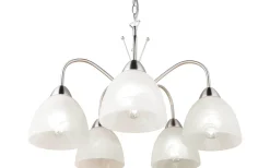 Dobby Takpendel 5-delad E27 borstad stål/alabaster