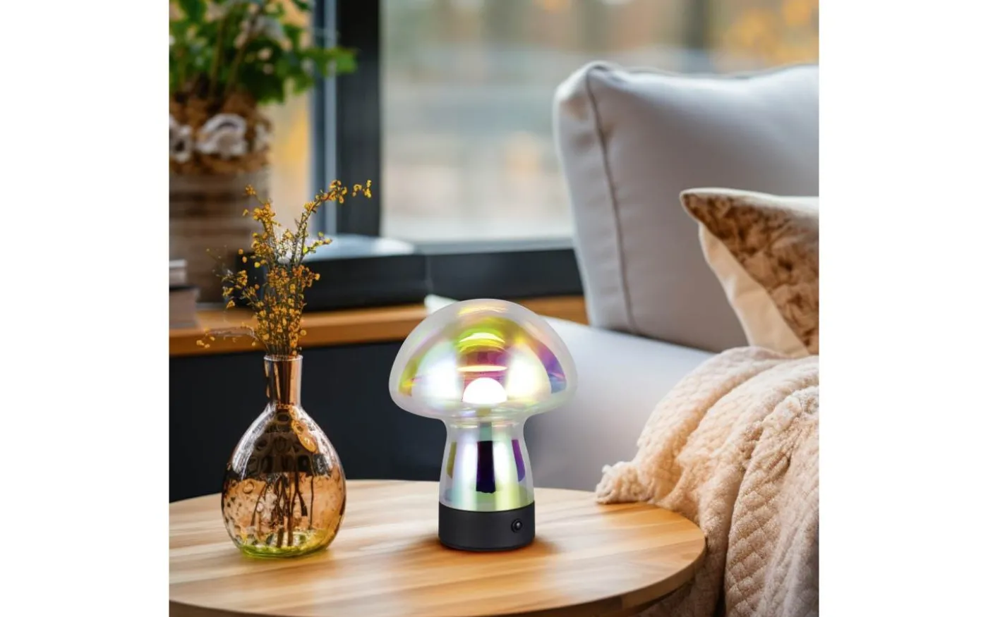 Dooley Bordslampa LED transparent, skimrande, uppladdningsbar