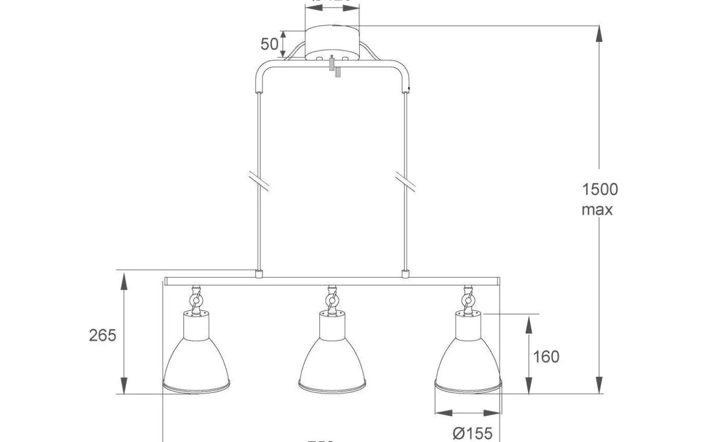 Dublin Taklampa 76cm Svart/Matt Mässing